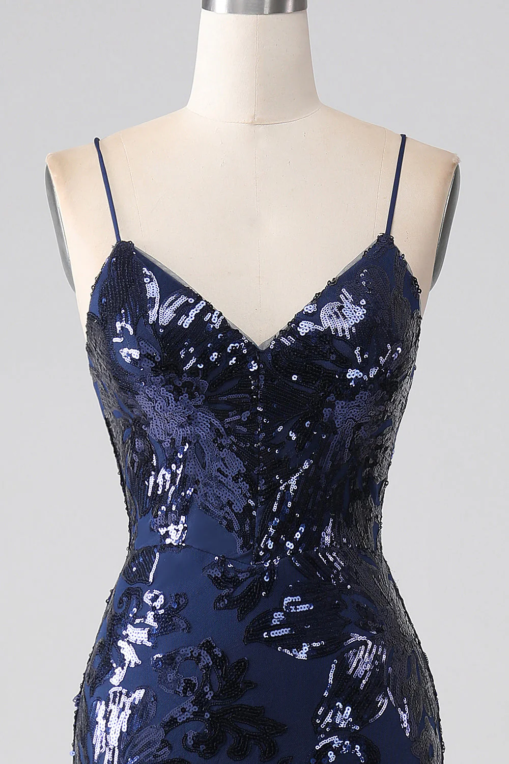 Shimmering Sequin Mermaid Spaghetti Strap Prom Dress with Slit - Image 4