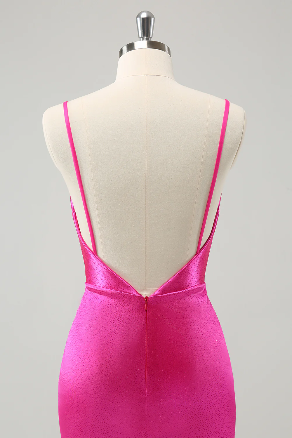 Simple Fuchsia Cowl Neck Backless Tight Short Graduation Dress - Image 5