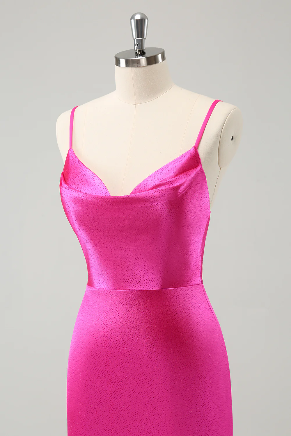 Simple Fuchsia Cowl Neck Backless Tight Short Graduation Dress - Image 6