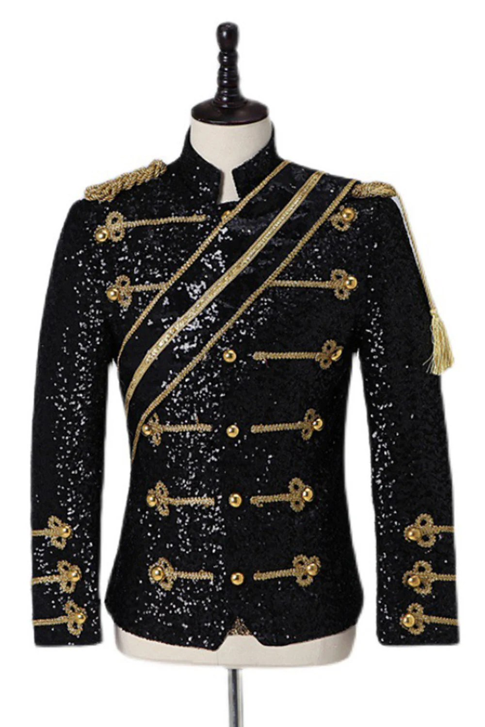 Black Single Breasted Men's Prom Suits with Sequins