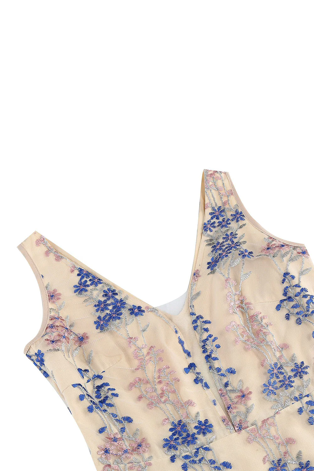 Sparkly Apricot Flower Sleeves Swing 1950s Dress - Image 4