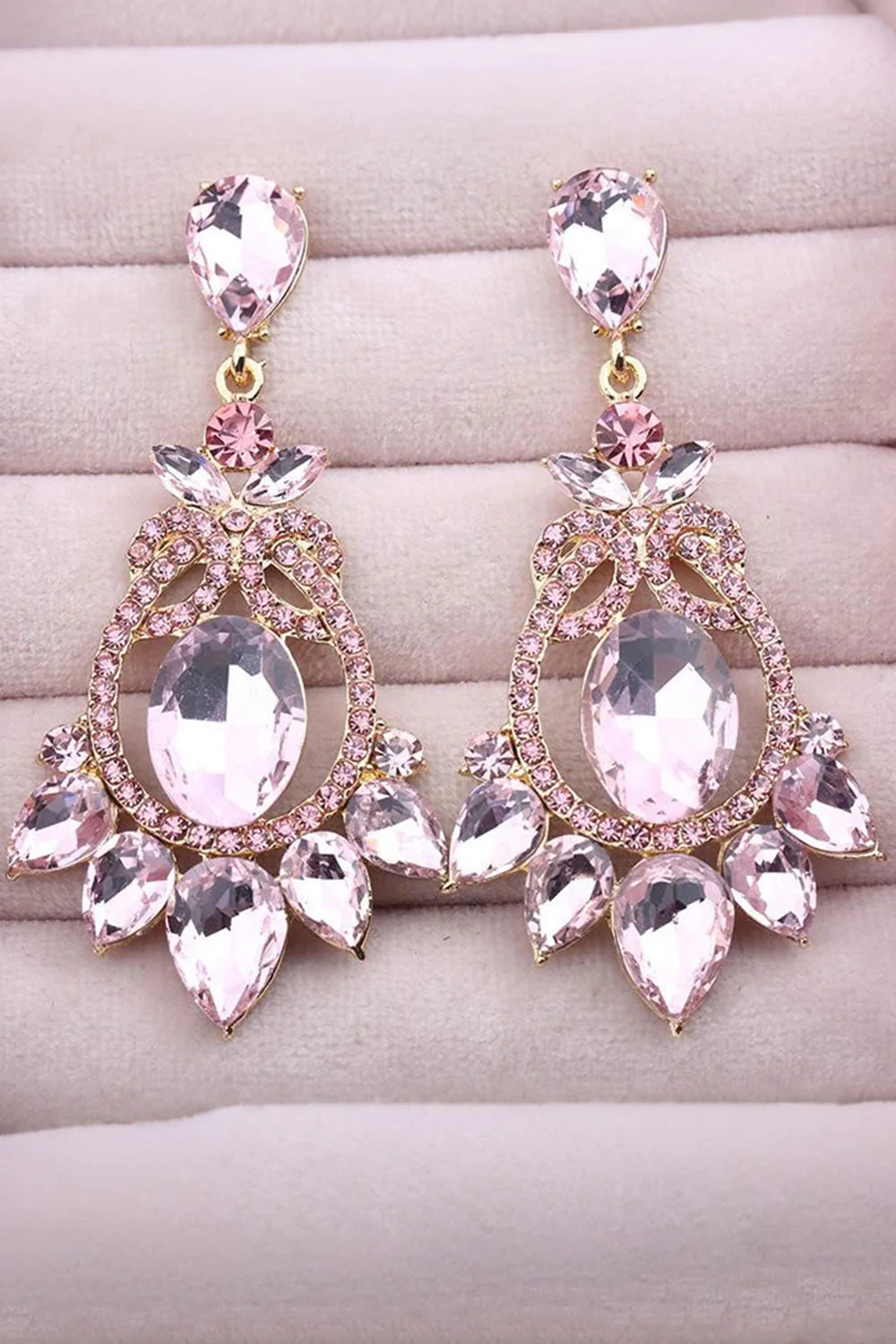 Sparkly Blue Vintage Party Drop Earrings with Rhinestones - Image 5