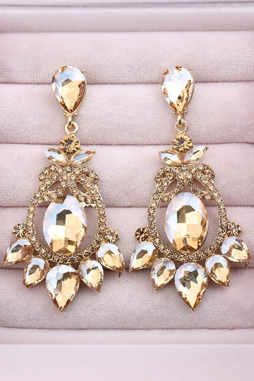 Sparkly Blue Vintage Party Drop Earrings with Rhinestones - Image 7
