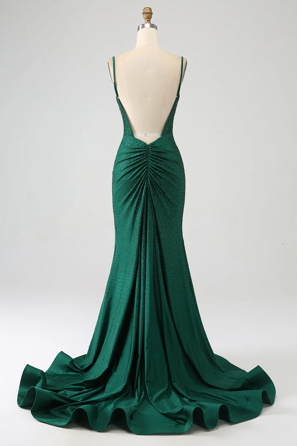 Sparkly Dark Green Beaded Long Mermaid Prom Dress with Slit - Image 2