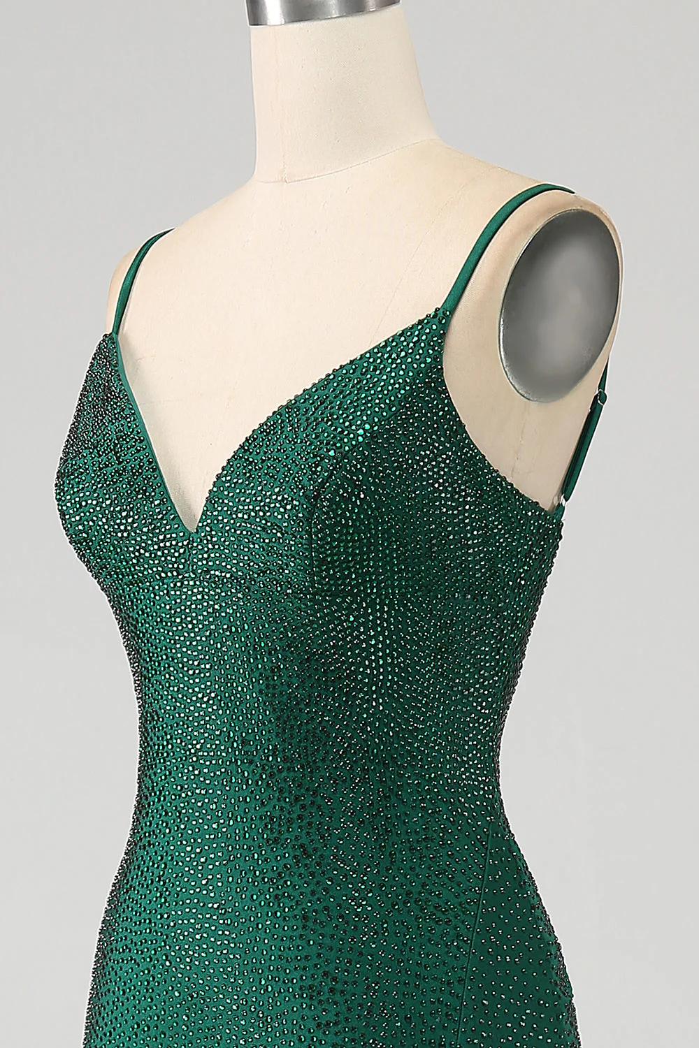 Sparkly Dark Green Beaded Long Mermaid Prom Dress with Slit - Image 6