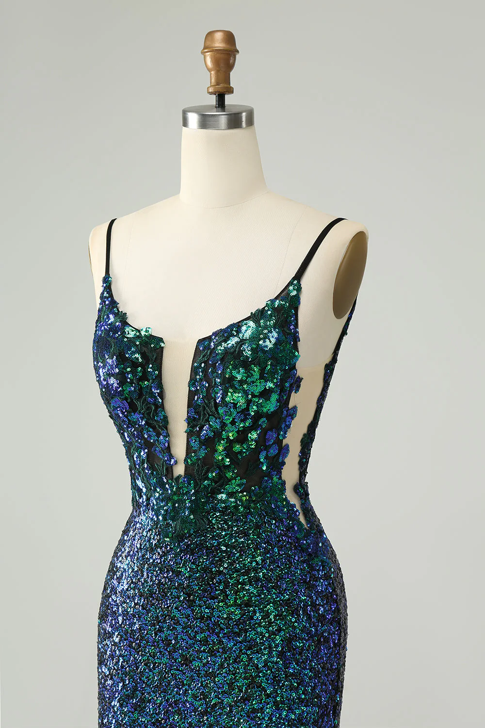 Sparkly Dark Green Spaghetti Straps Tight Short Graduation Dress with Sequins - Image 6
