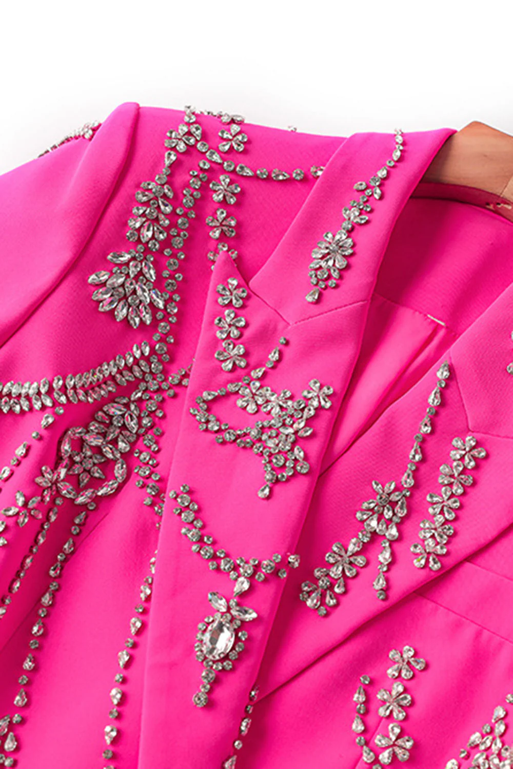 Sparkly Fuchsia Shawl Lapel Women Blazer - Image 3