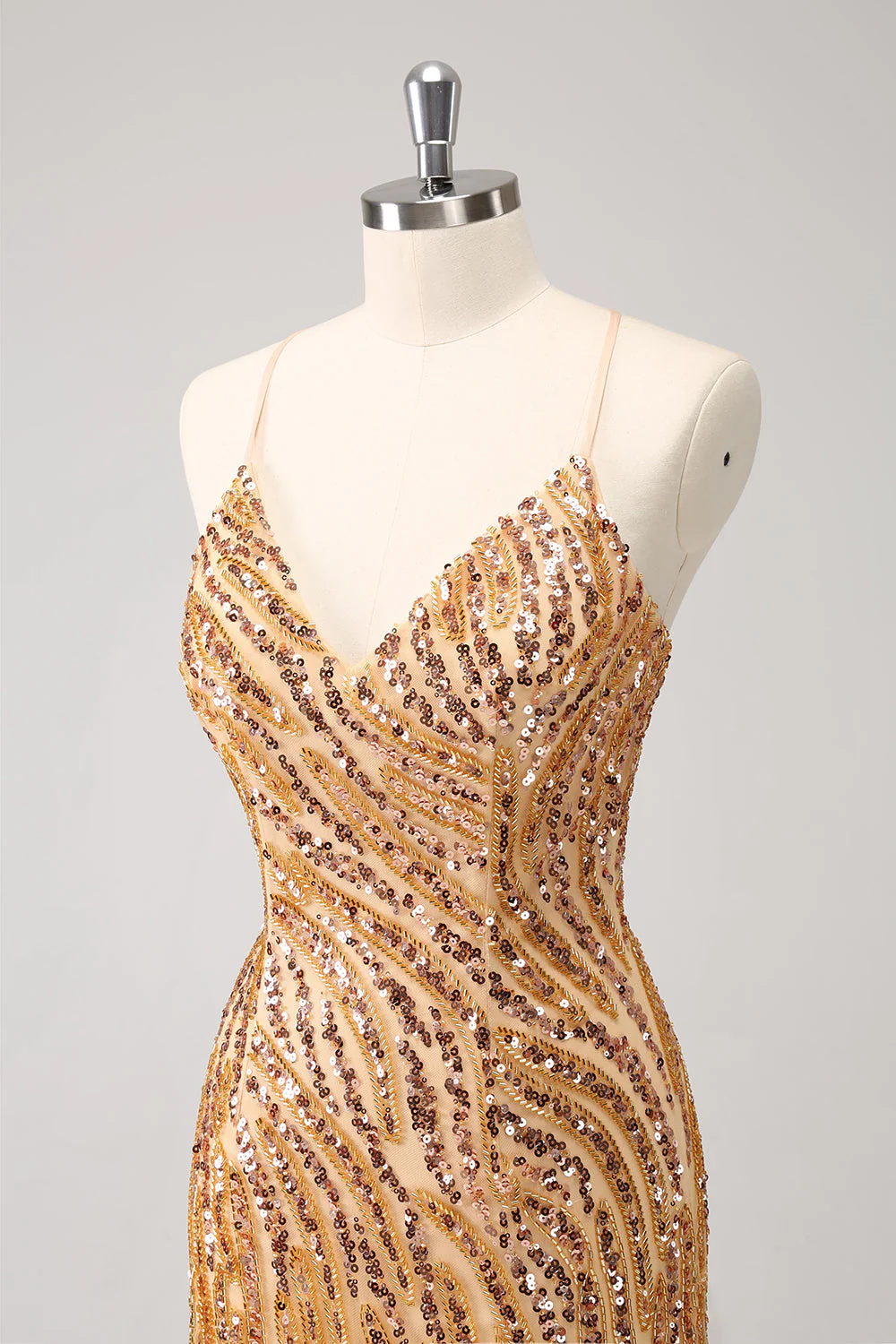 Sparkly Hot Pink Tight Sequins V Neck Graduation Dress with Fringes - Image 11