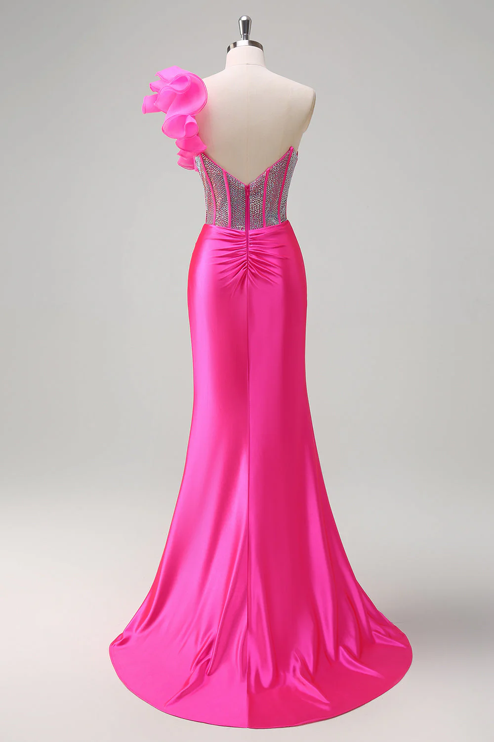 Lilac Mermaid Beaded Corset One Shoulder Long Prom Dress - Image 19