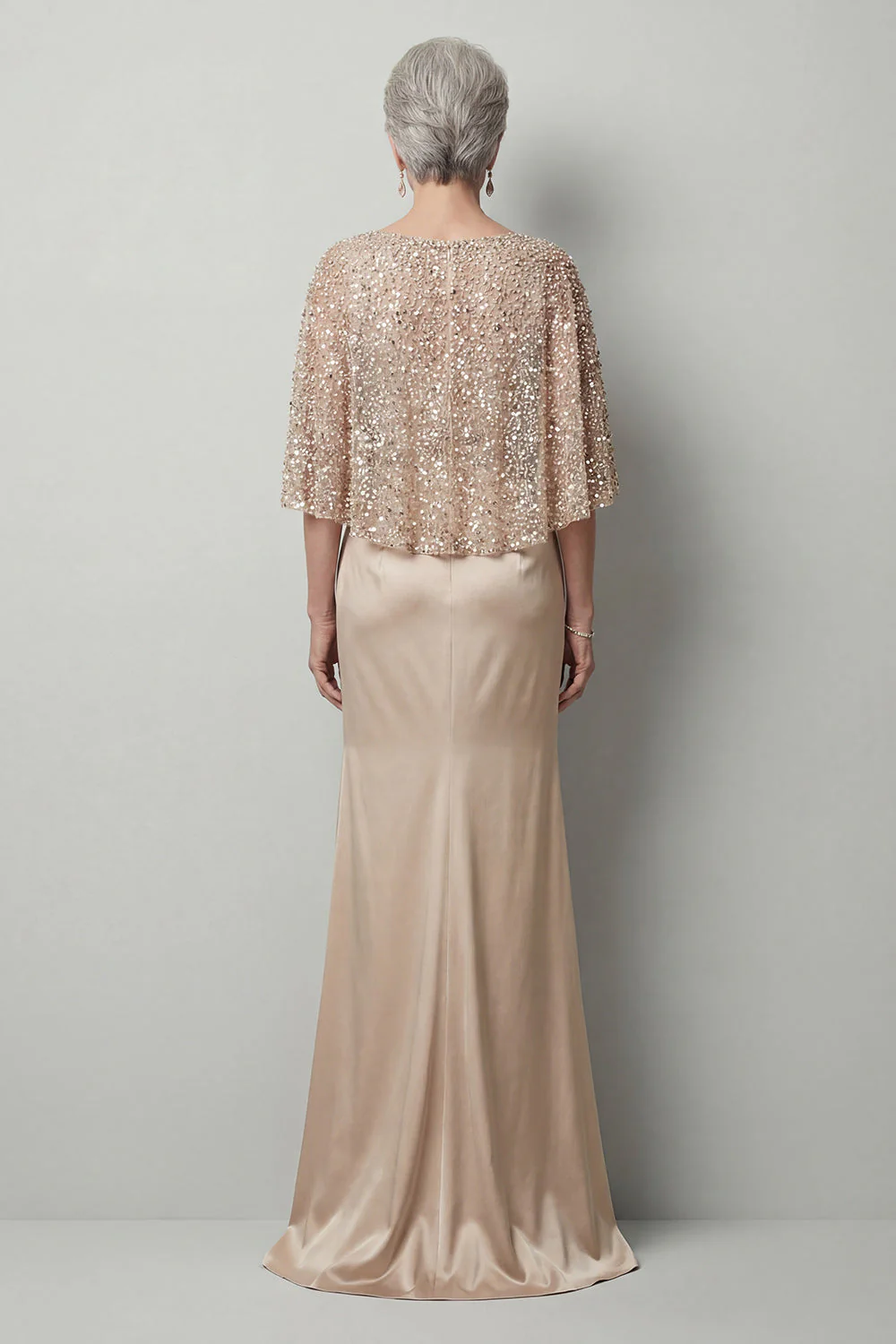 Sparkly Champagne Sequin Long Mermaid Mother of the Bride Dress with Pockets - Image 2