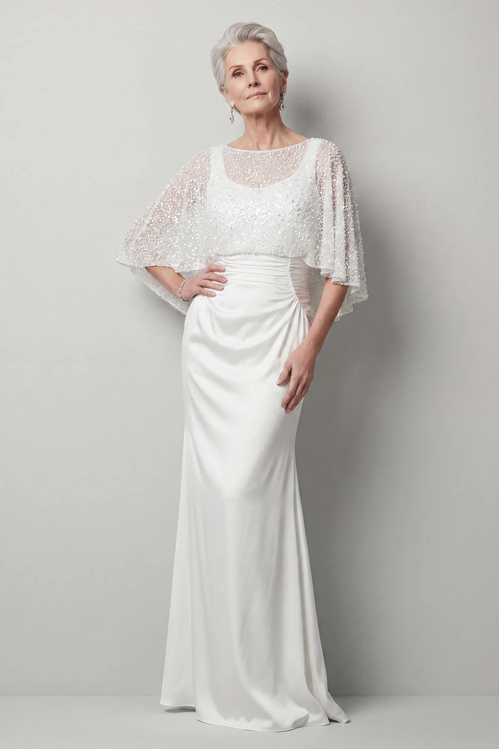 Sparkly Champagne Sequin Long Mermaid Mother of the Bride Dress with Pockets - Image 8
