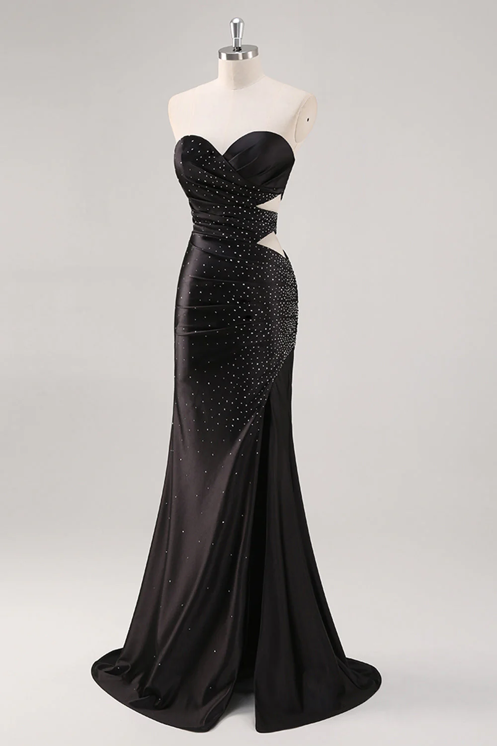 Sparkly Sweetheart Black Sheath Prom Dress with Slit - Image 3