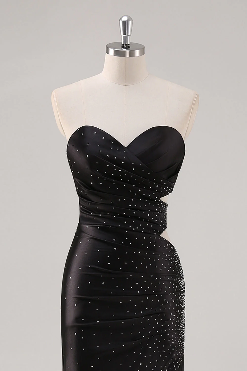 Sparkly Sweetheart Black Sheath Prom Dress with Slit - Image 4