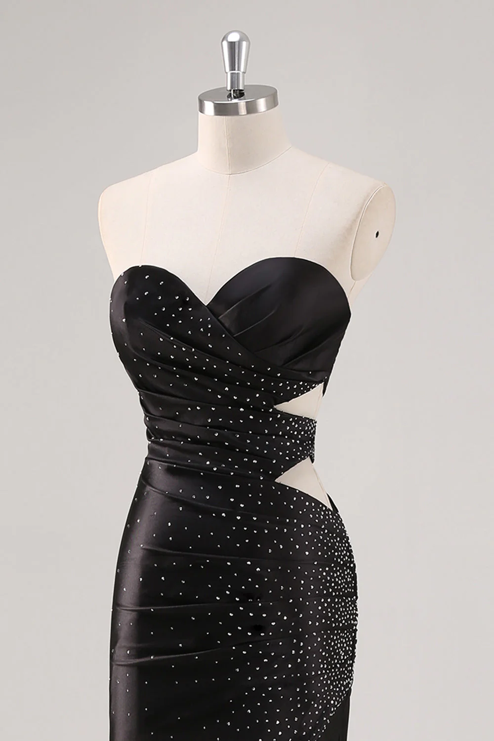 Sparkly Sweetheart Black Sheath Prom Dress with Slit - Image 6
