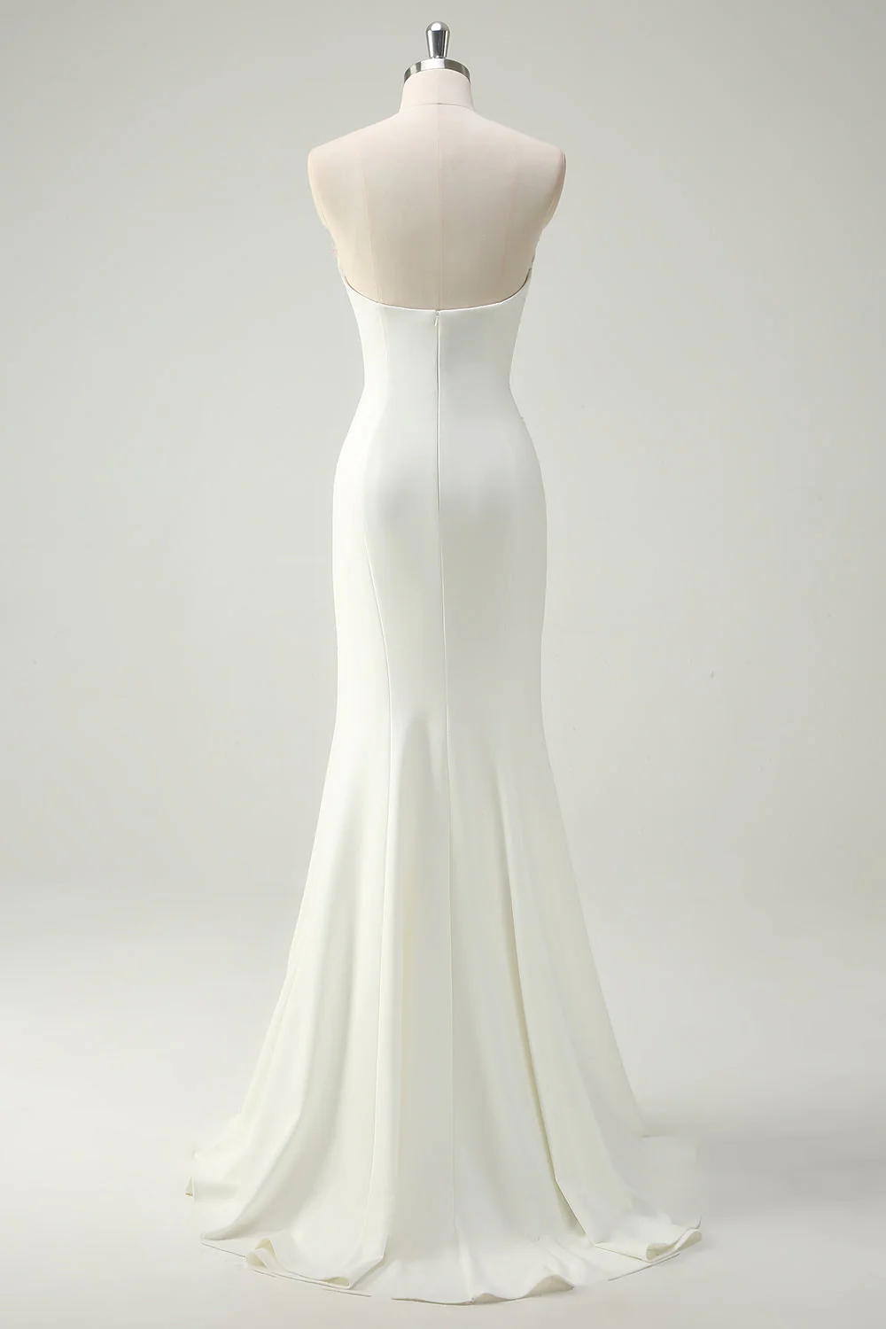 Sparkly White Floral Strapless Mermaid Long Prom Dress - Image 2