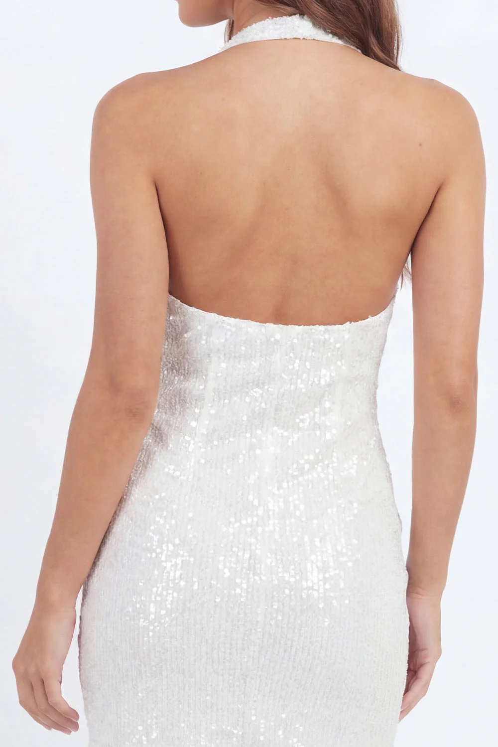 White Halter Bodycon Ruched Short Graduation Dress - Image 5
