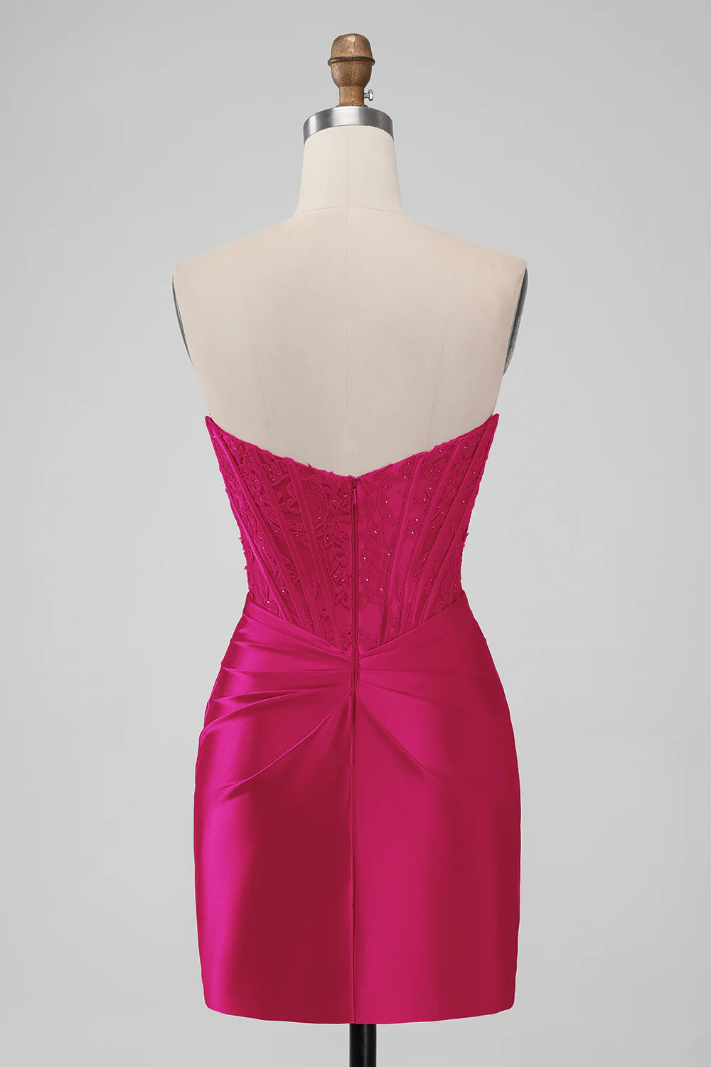 Sparky Purple Strapless Bodycon Short Graduation Dress with Lace - Image 13