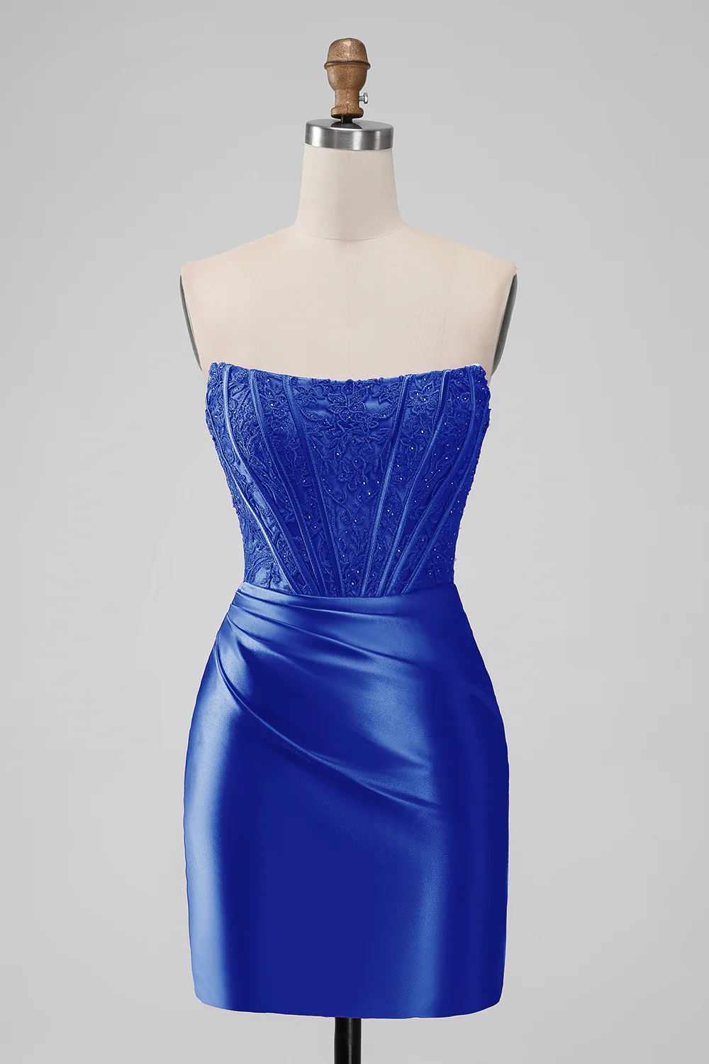 Sparky Purple Strapless Bodycon Short Graduation Dress with Lace - Image 16