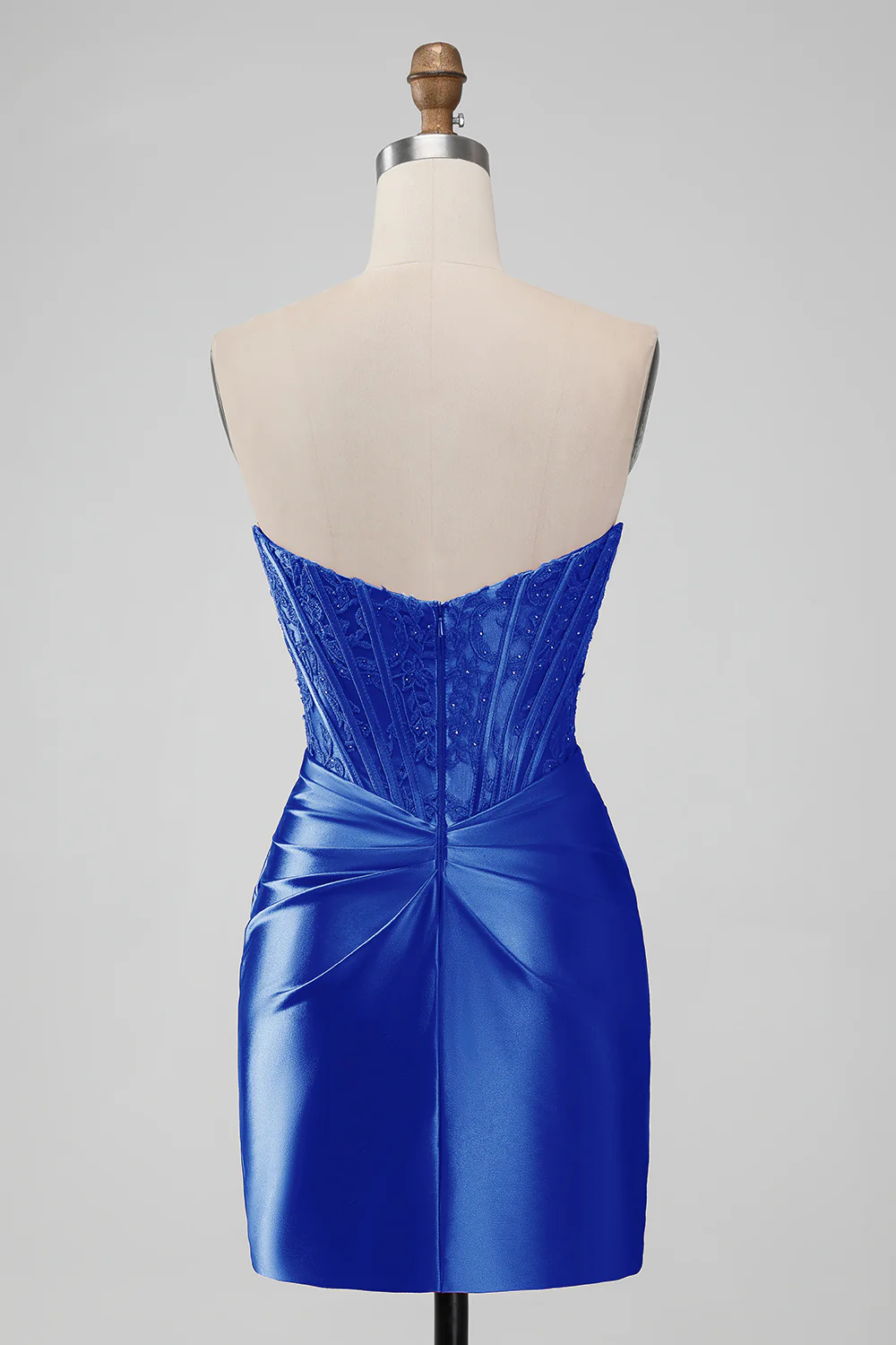 Sparky Purple Strapless Bodycon Short Graduation Dress with Lace - Image 17