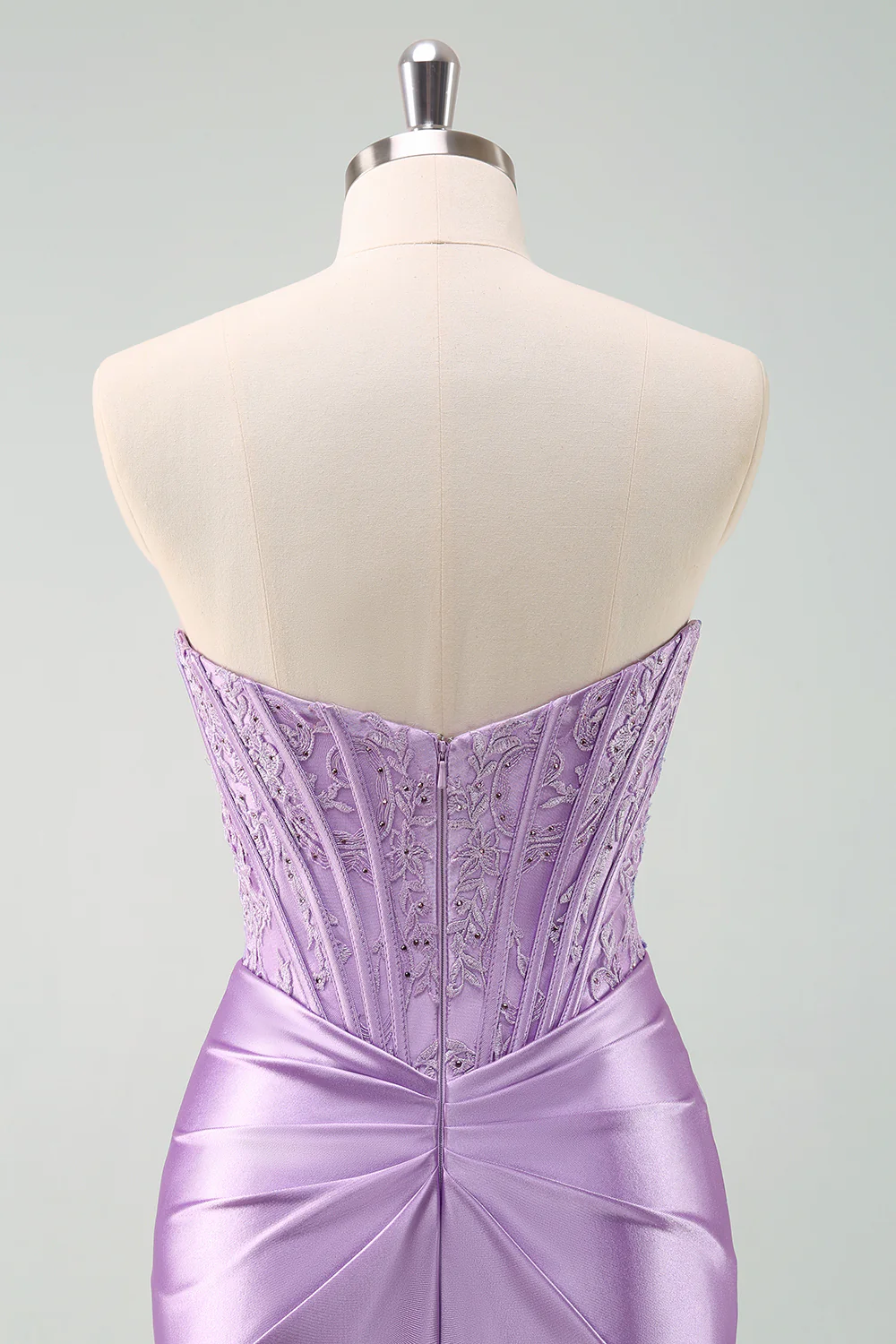 Sparky Purple Strapless Bodycon Short Graduation Dress with Lace - Image 5