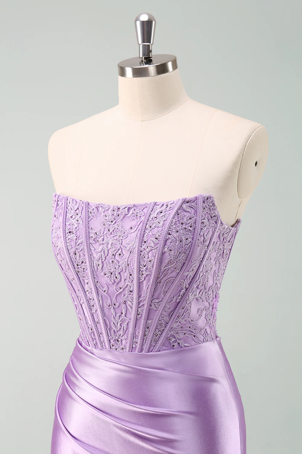 Sparky Purple Strapless Bodycon Short Graduation Dress with Lace - Image 6
