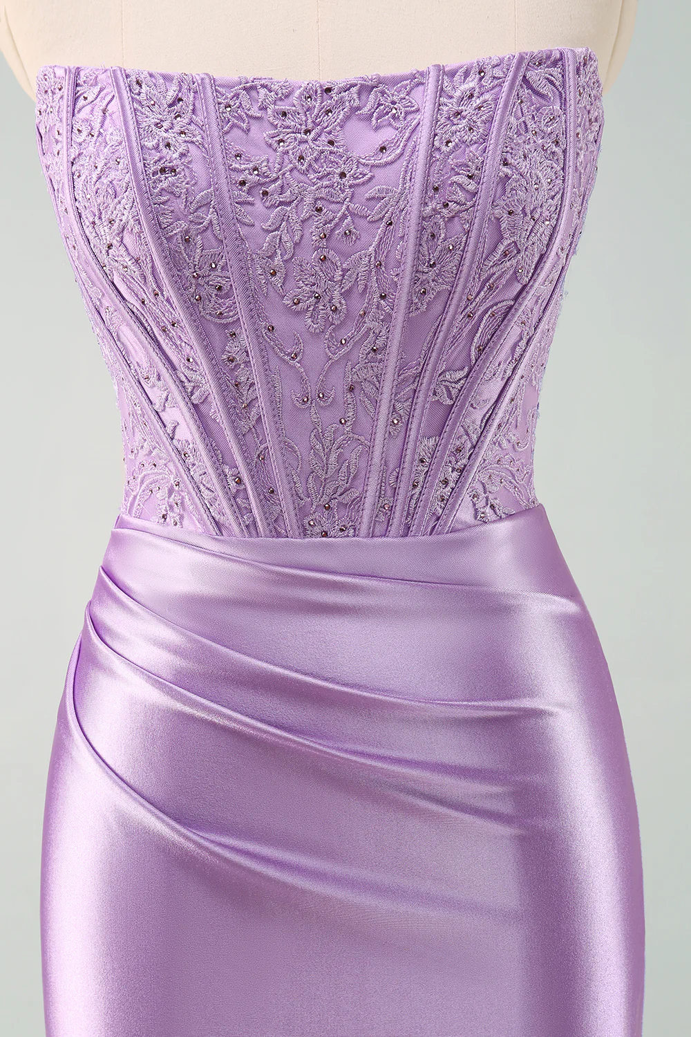 Sparky Purple Strapless Bodycon Short Graduation Dress with Lace - Image 7