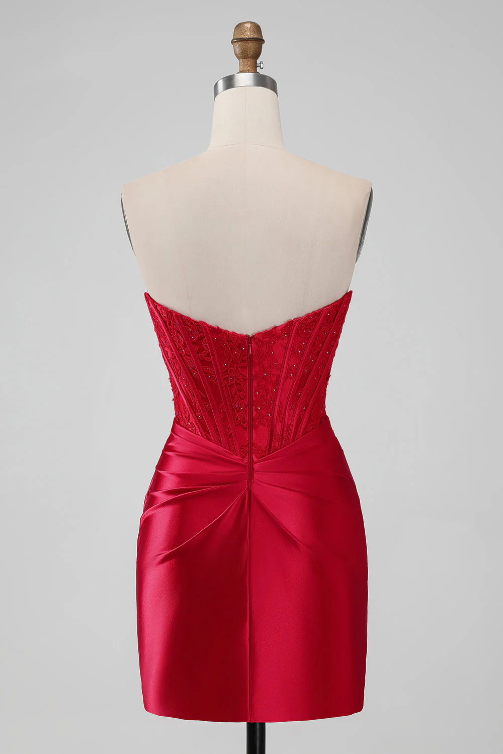 Sparky Purple Strapless Bodycon Short Graduation Dress with Lace - Image 9