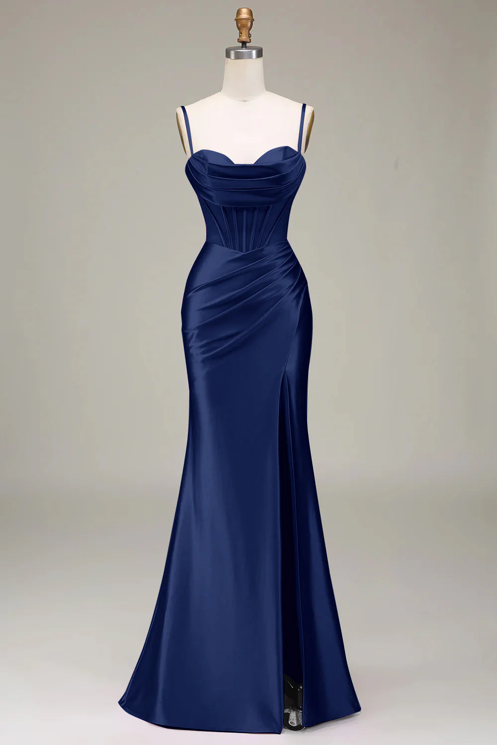 Stylish Mermaid Spaghetti Straps Purple Corset Prom Dress with Split Front - Image 7