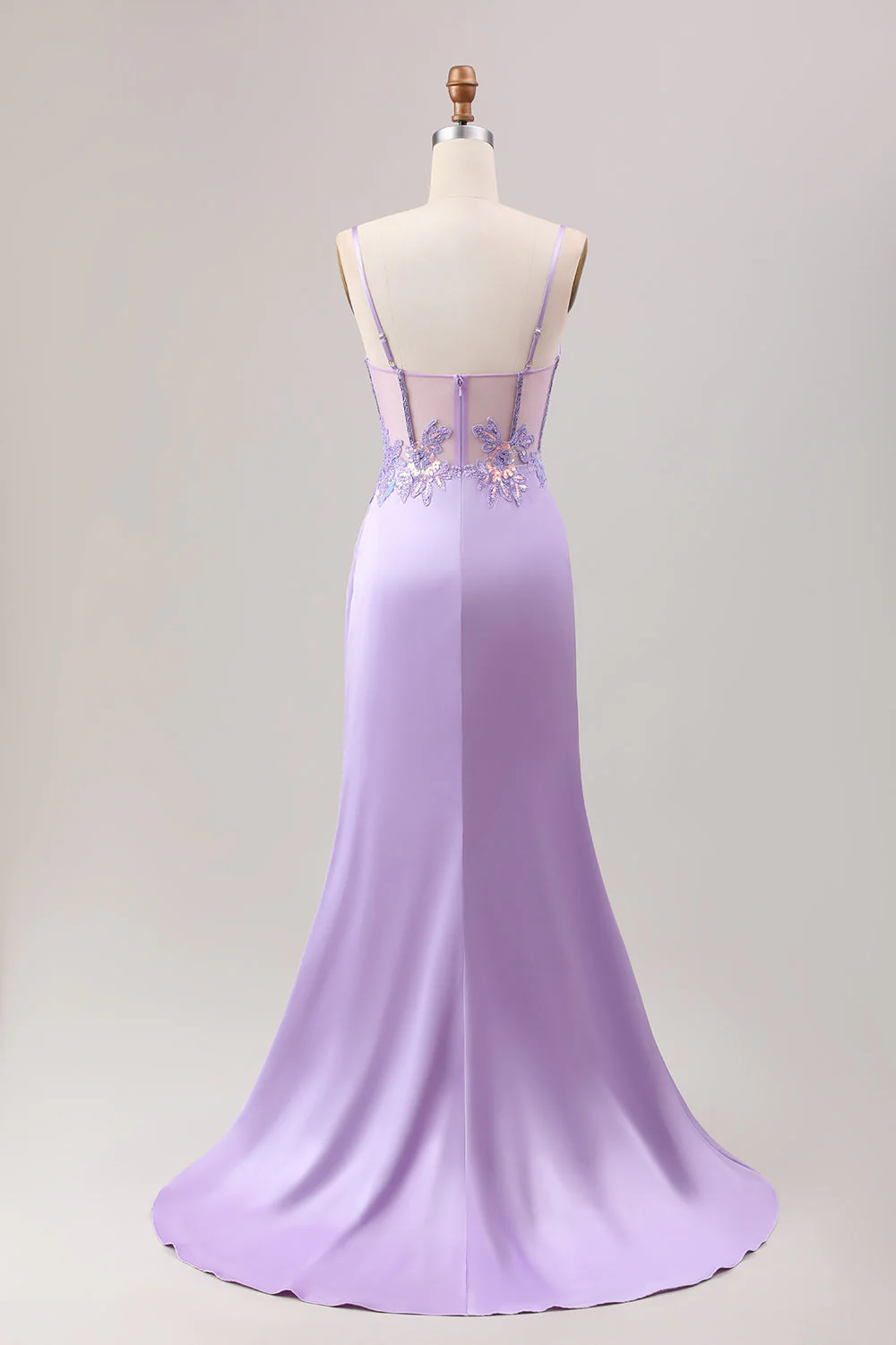 Stylish Sage Mermaid Pleated Sequin Corset Long Prom Dress With High Slit - Image 11