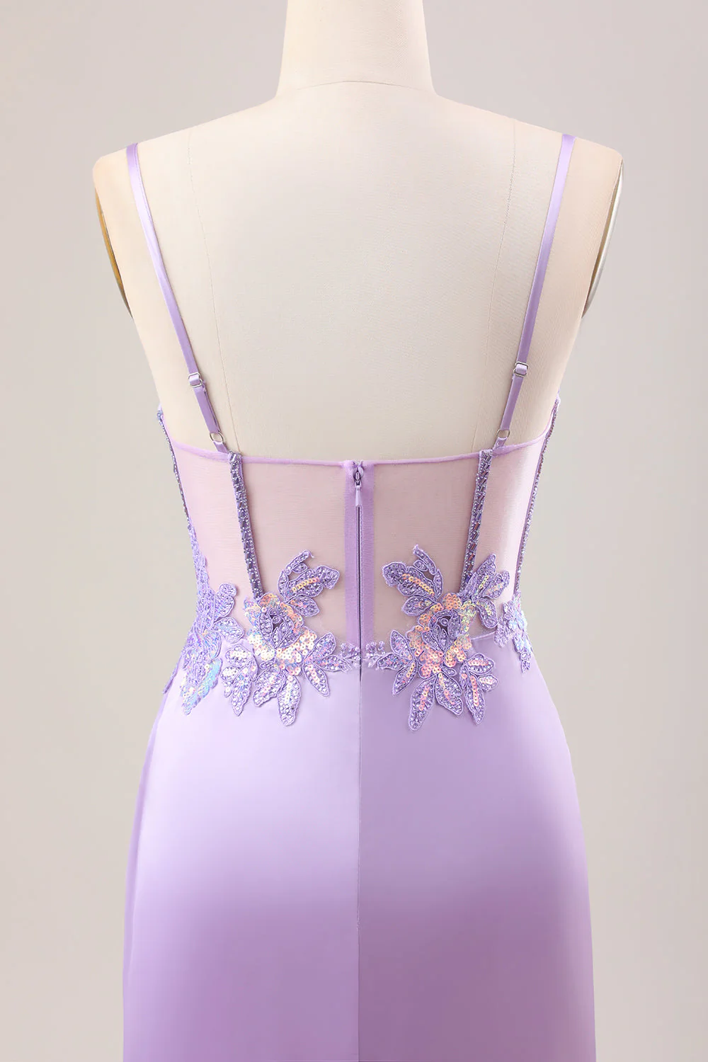 Stylish Sage Mermaid Pleated Sequin Corset Long Prom Dress With High Slit - Image 14