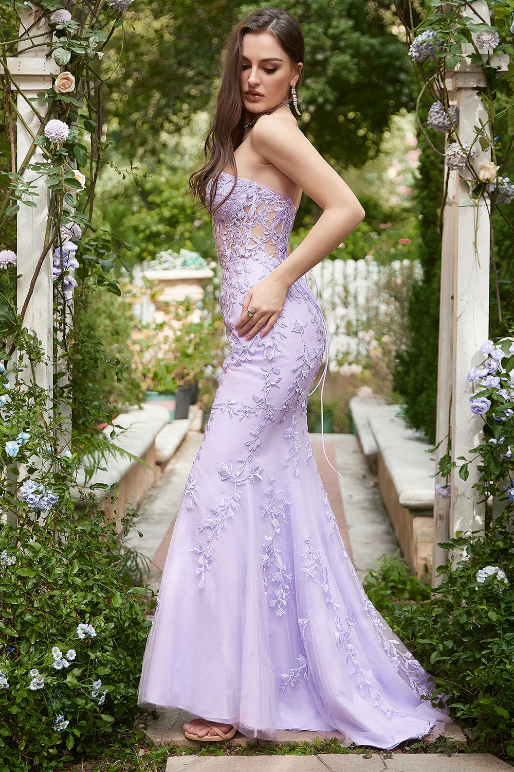 Sweetheart Neck Mermaid Long Purple Prom Dress With Appliques - Image 4