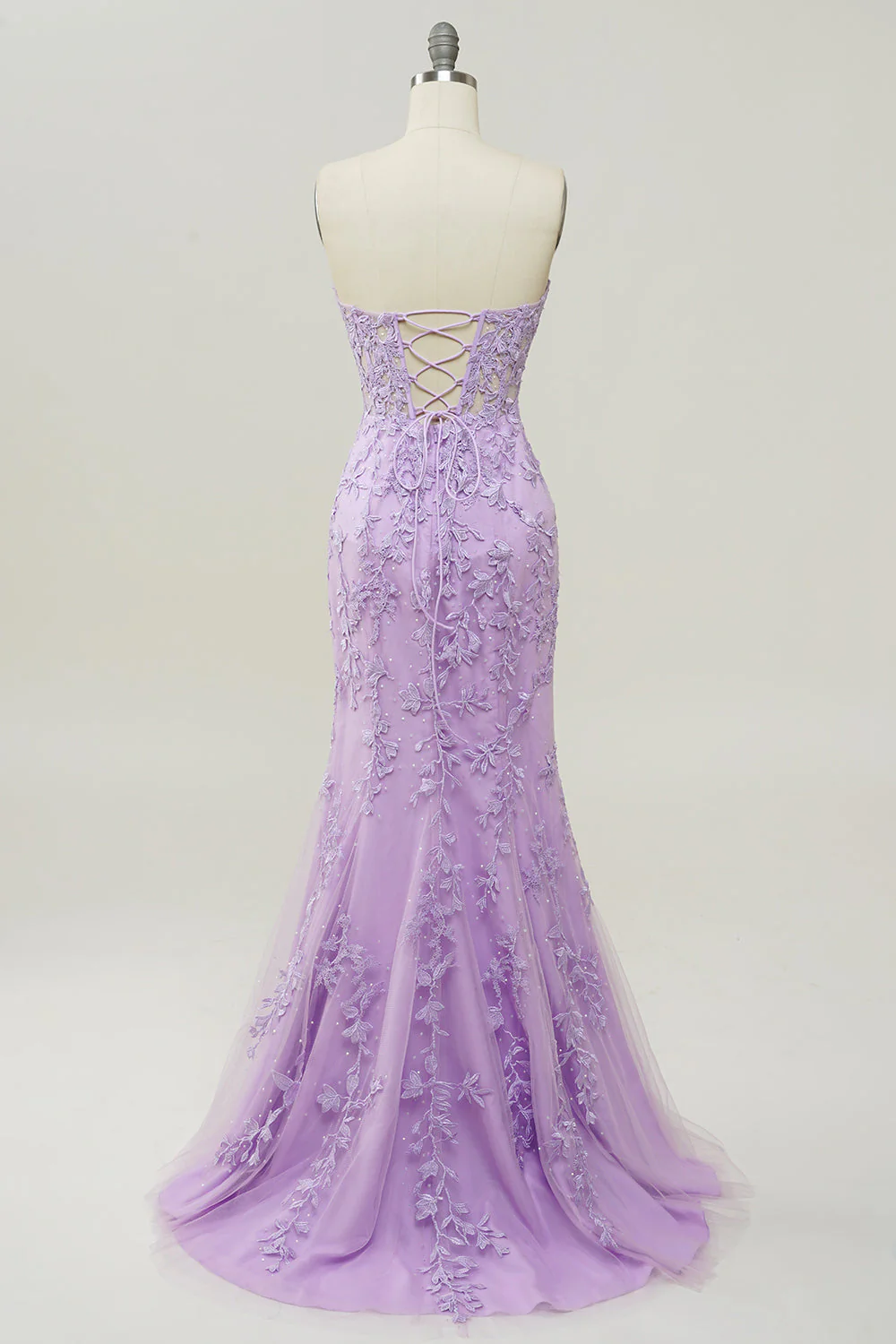 Sweetheart Neck Mermaid Long Purple Prom Dress With Appliques - Image 8