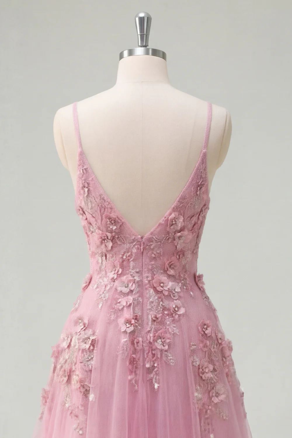 Taro A Line Spaghetti Straps Long Prom Dress with 3D Flowers - Image 6