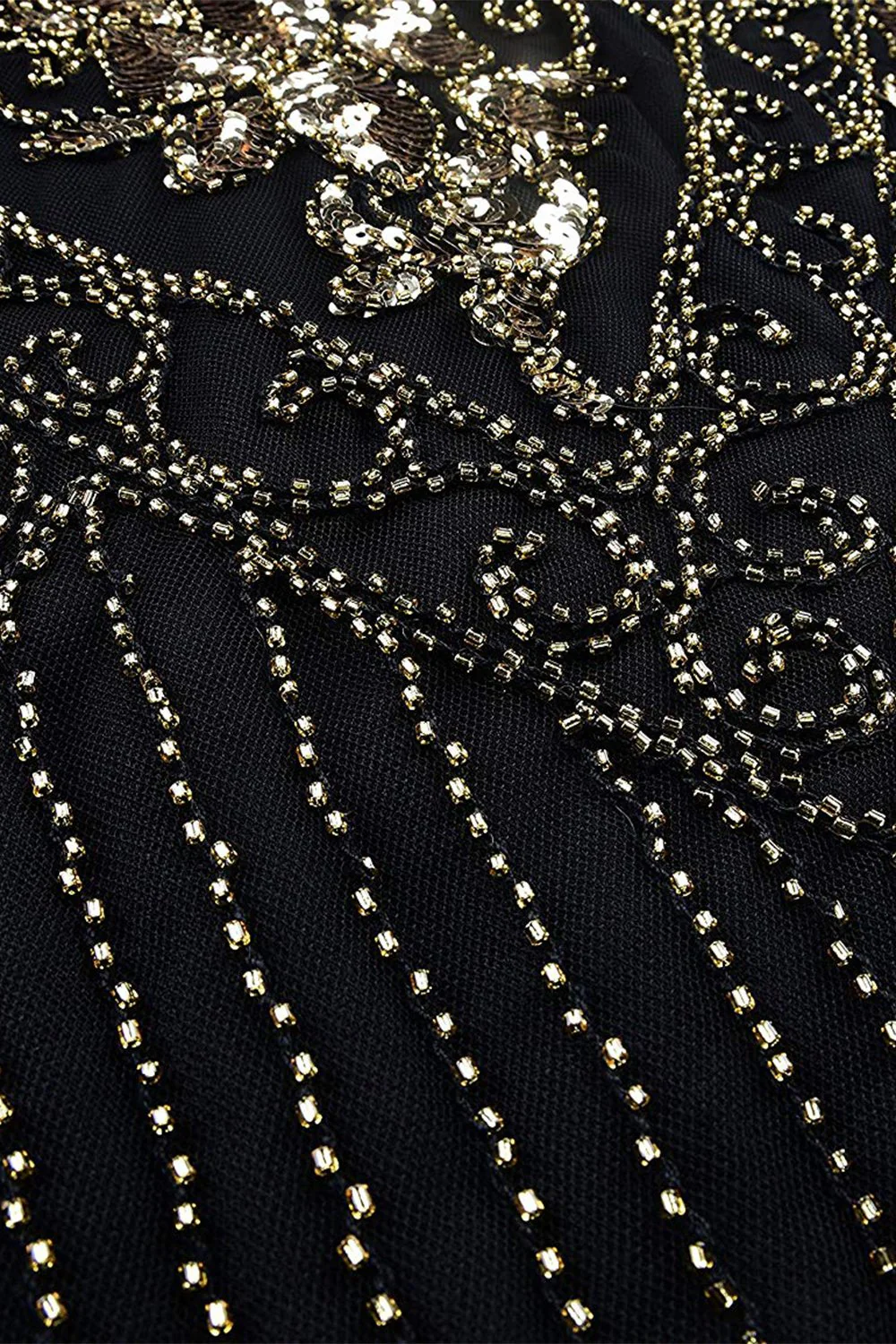 V Neck Black 1920s Flapper Dress - Image 4