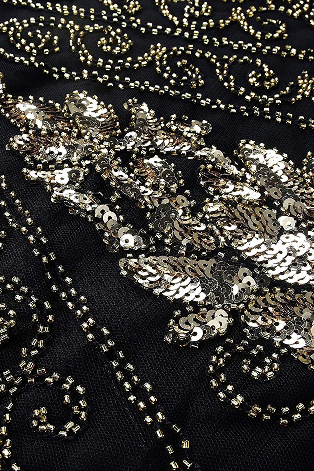 V Neck Black 1920s Flapper Dress - Image 6