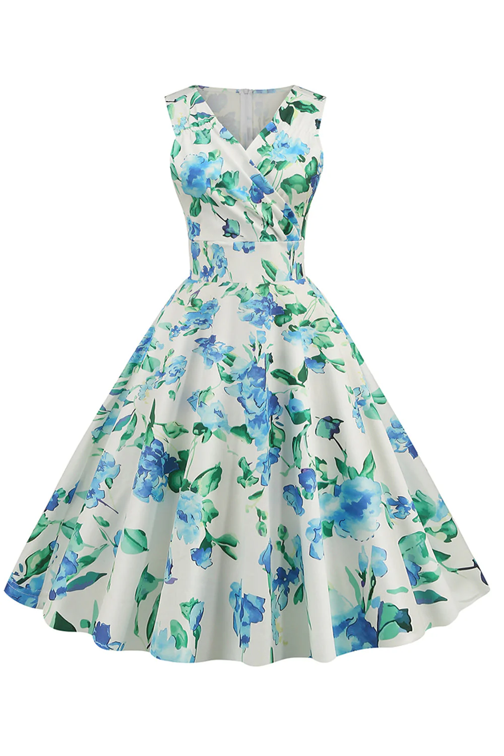 V Neck Light Blue 1950s Vintage Dress - Image 9