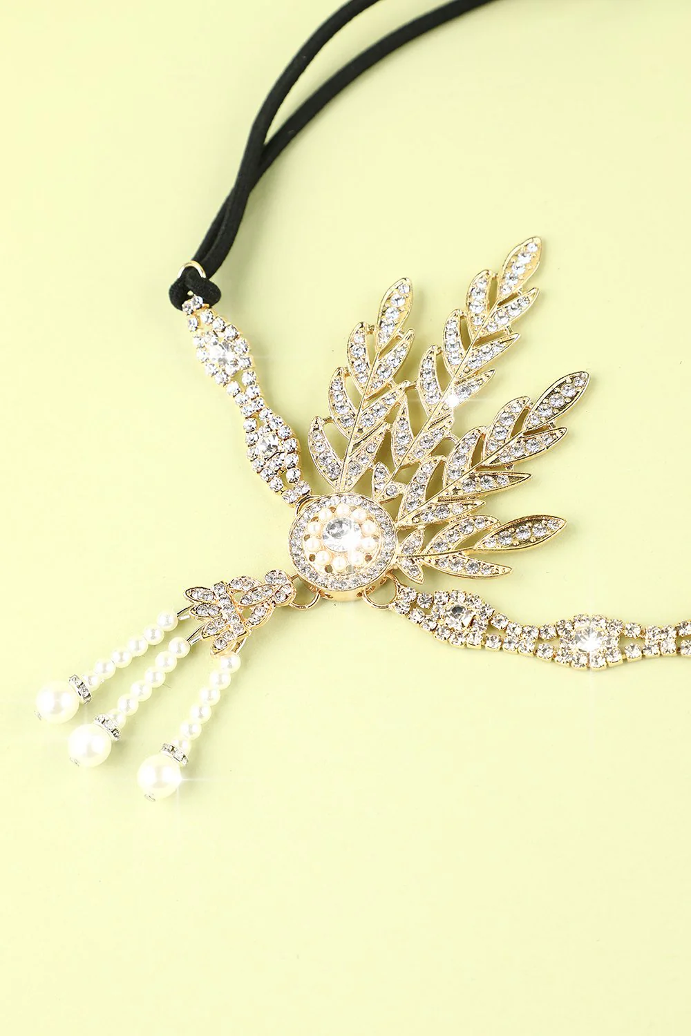 White Beaded 1920s Flapper Headband - Image 5