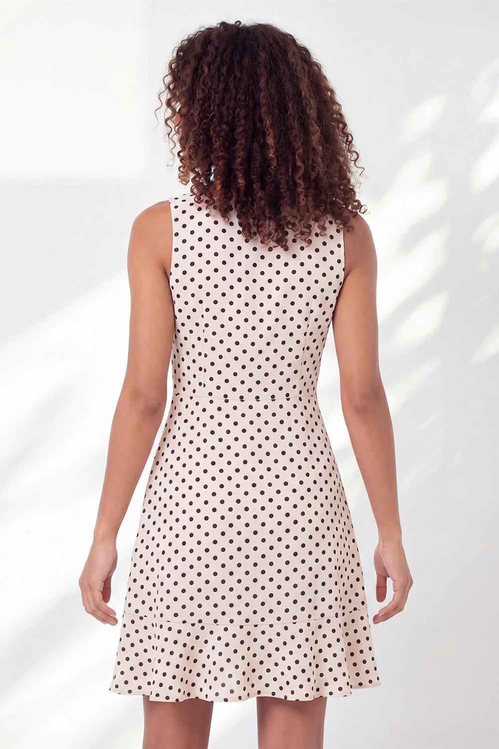 White Black Dot A-Line V-Neck Mini Graduation Dress with Ruffles - Image 2