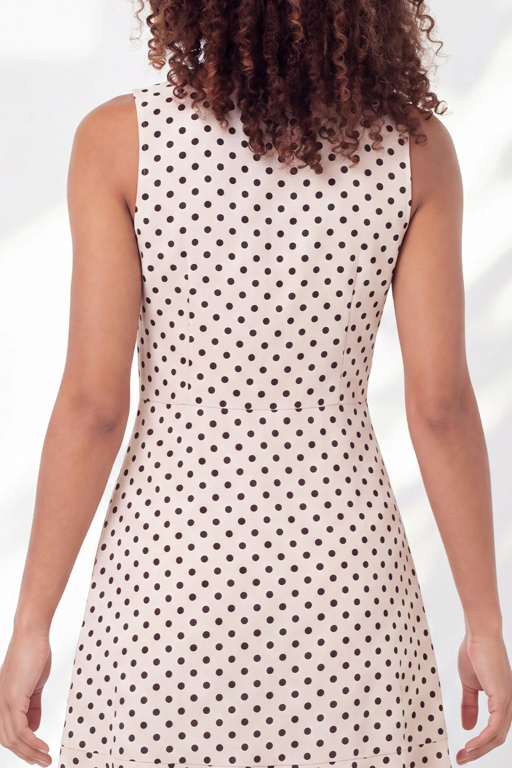 White Black Dot A-Line V-Neck Mini Graduation Dress with Ruffles - Image 5