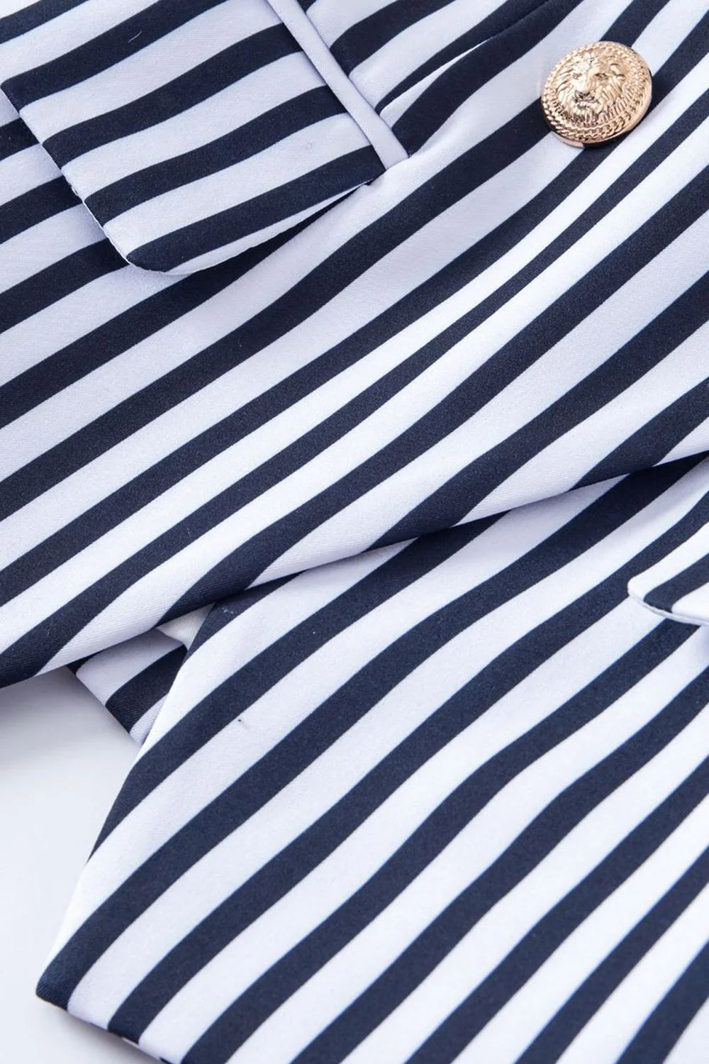 White Blue Striped Women's Blazer - Image 5