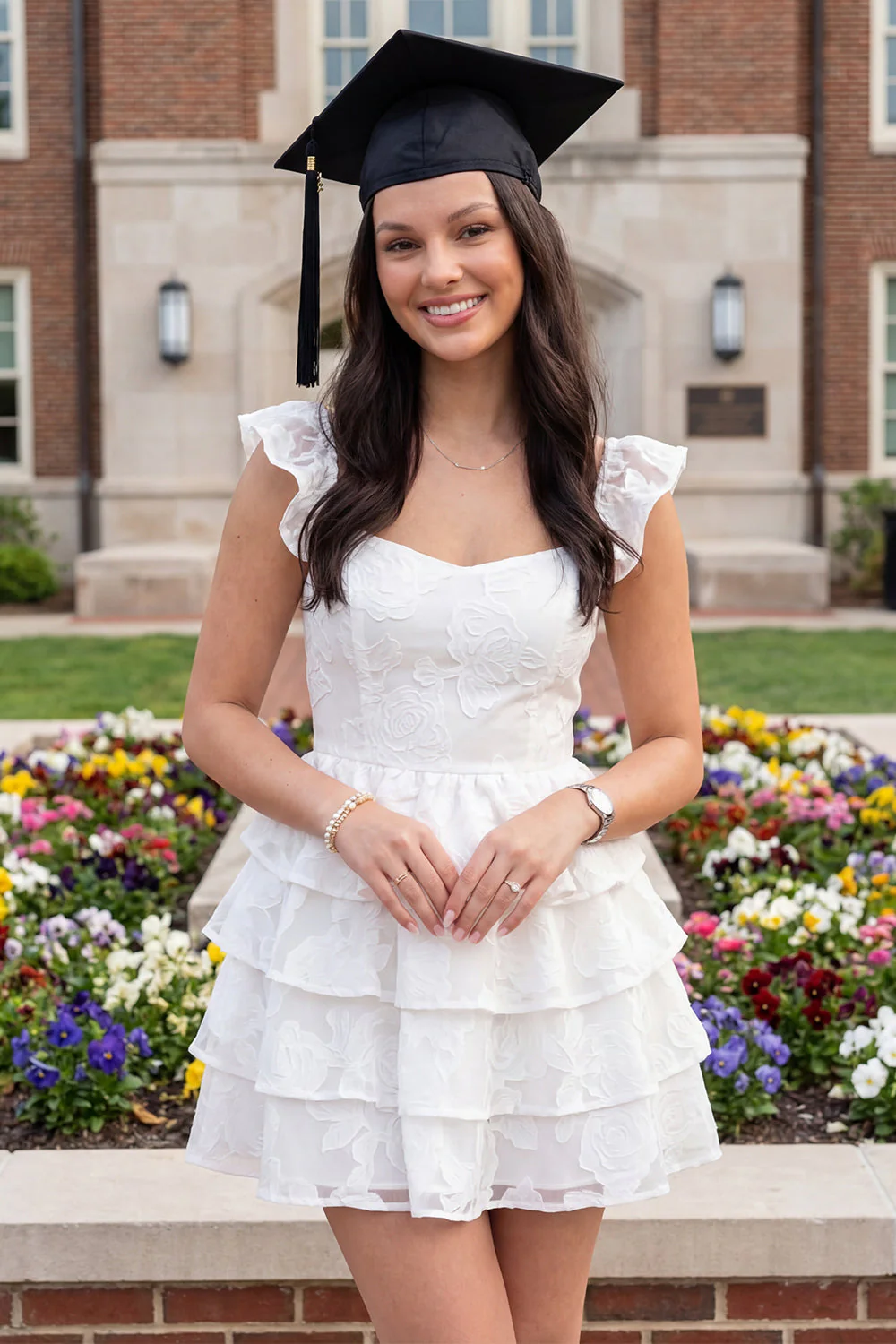 White Corset A Line Tiered Ruffle Short Graduation Dress