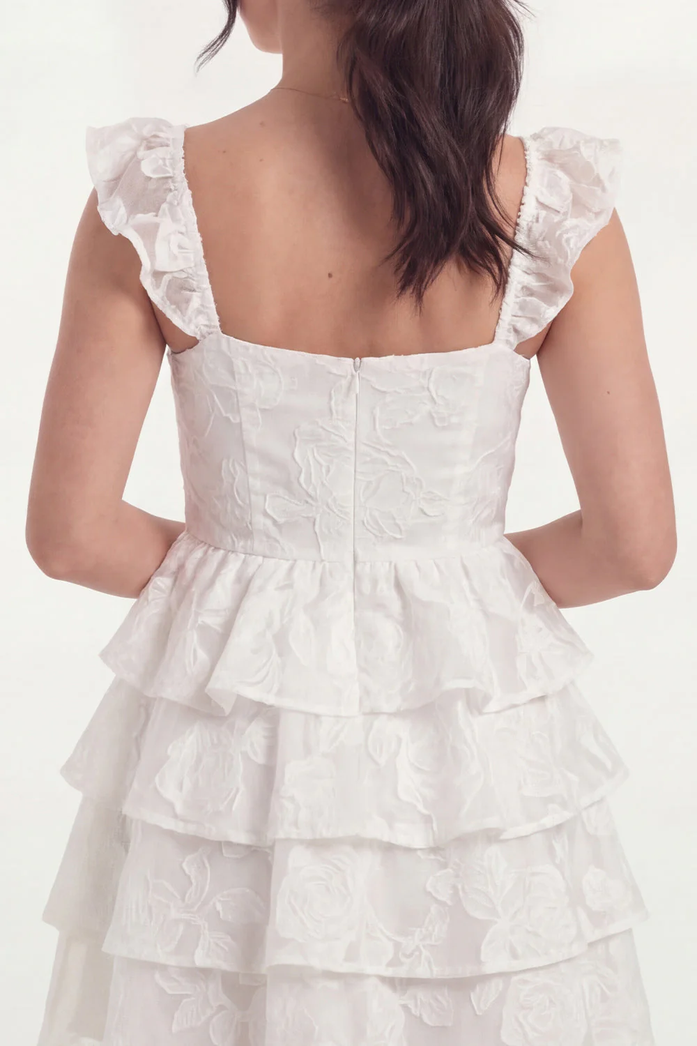 White Corset A Line Tiered Ruffle Short Graduation Dress - Image 5