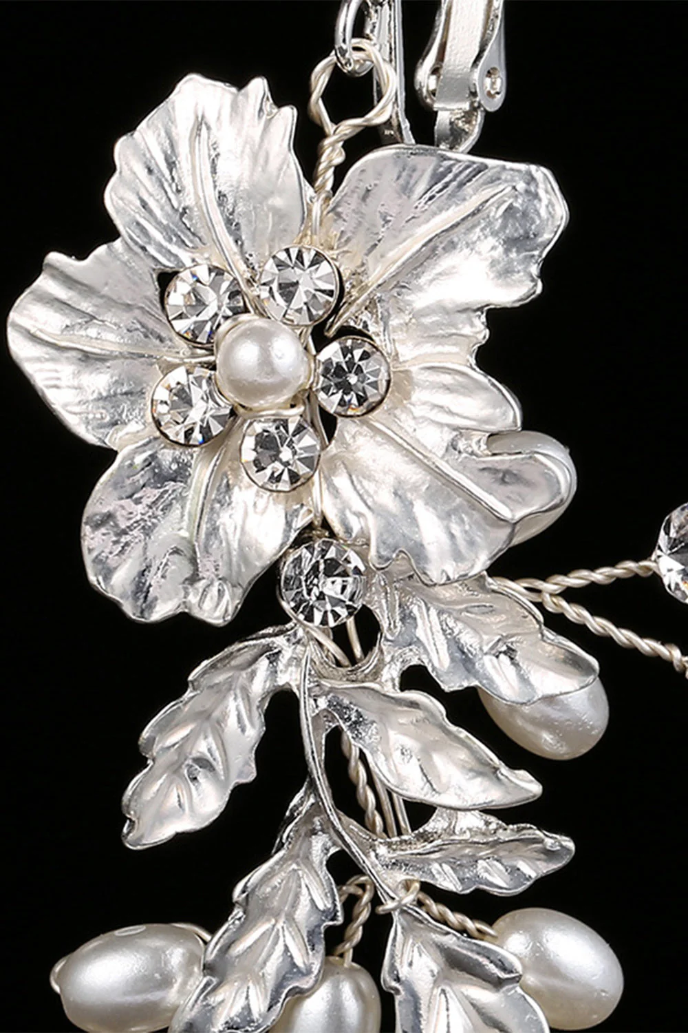 White Flower Bridal Ear Clip - Image 3