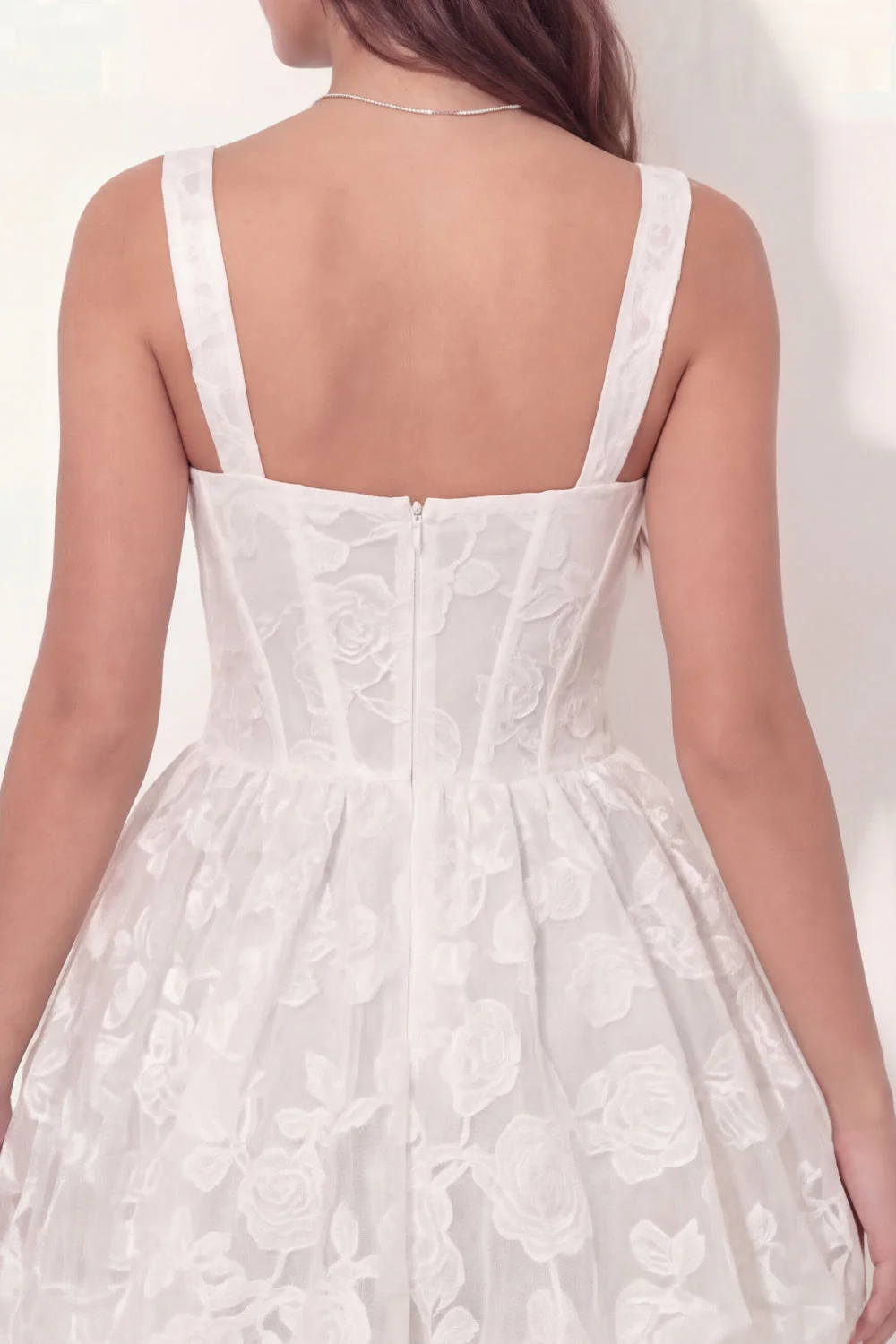 White Lace Floral Corset A Line Short Graduation Dress - Image 5