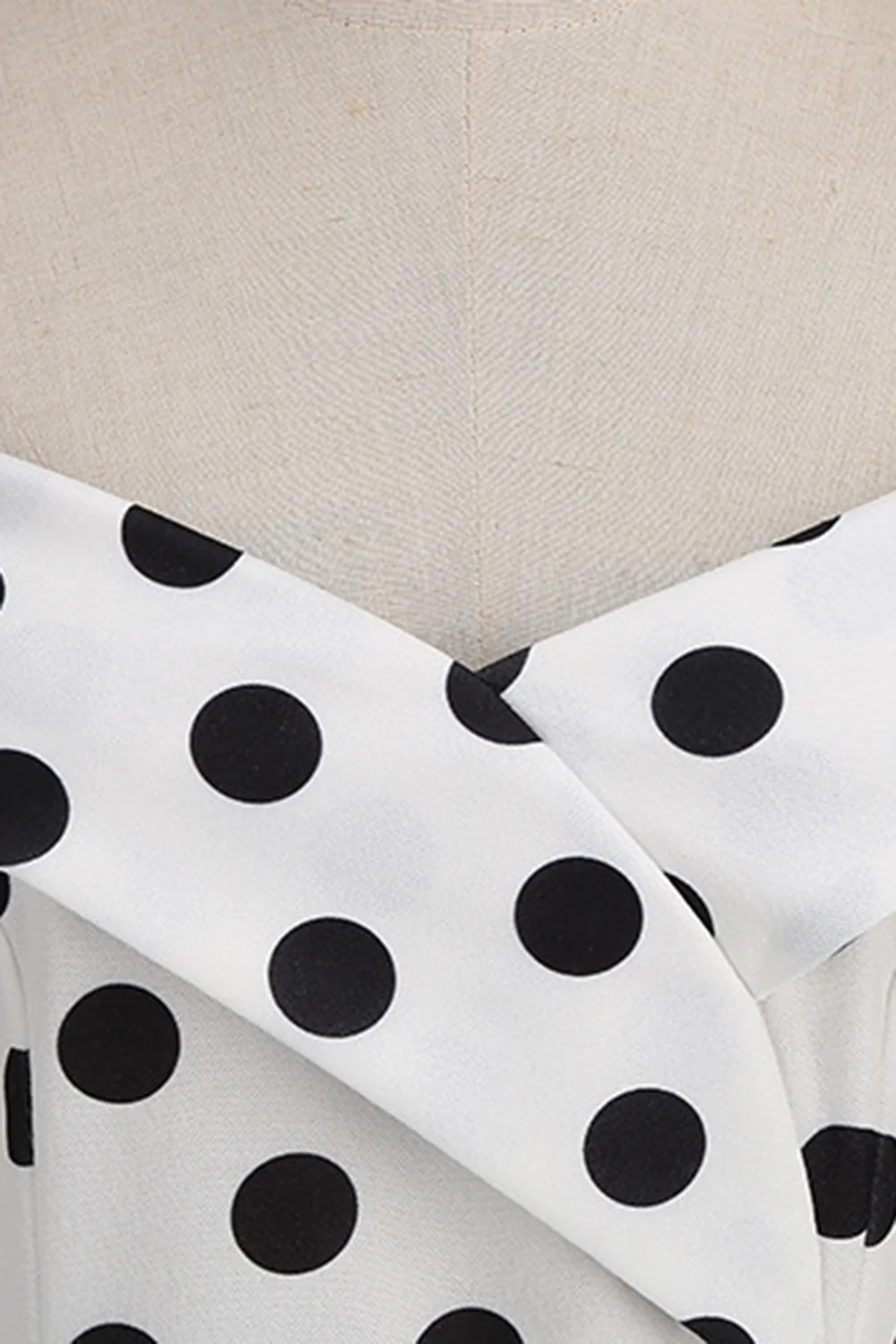 White Off the Shoulder Polka Dots Vintage Dress - Image 5
