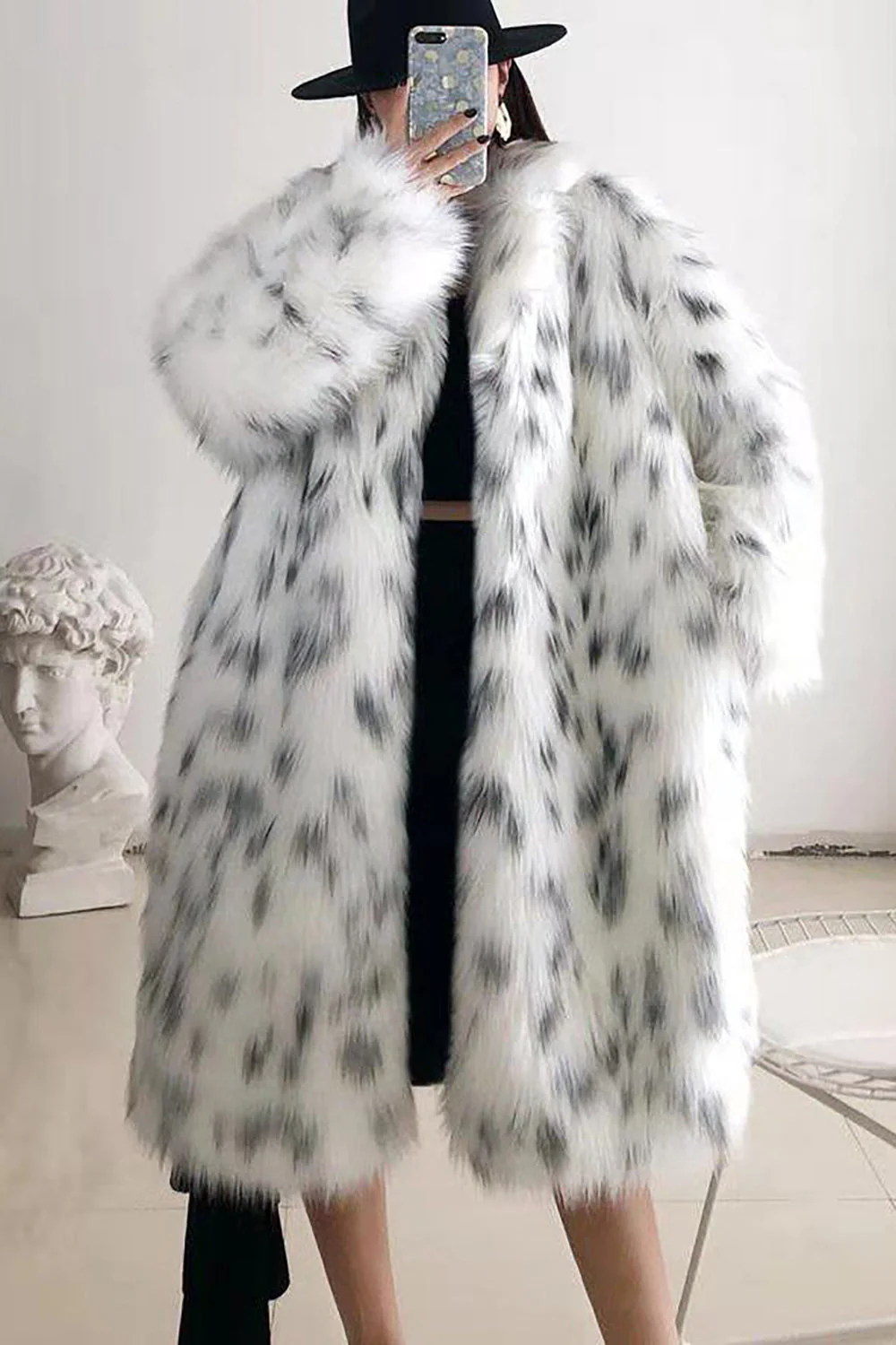 White Oversized Long Faux Fur Shearling Coat - Image 4