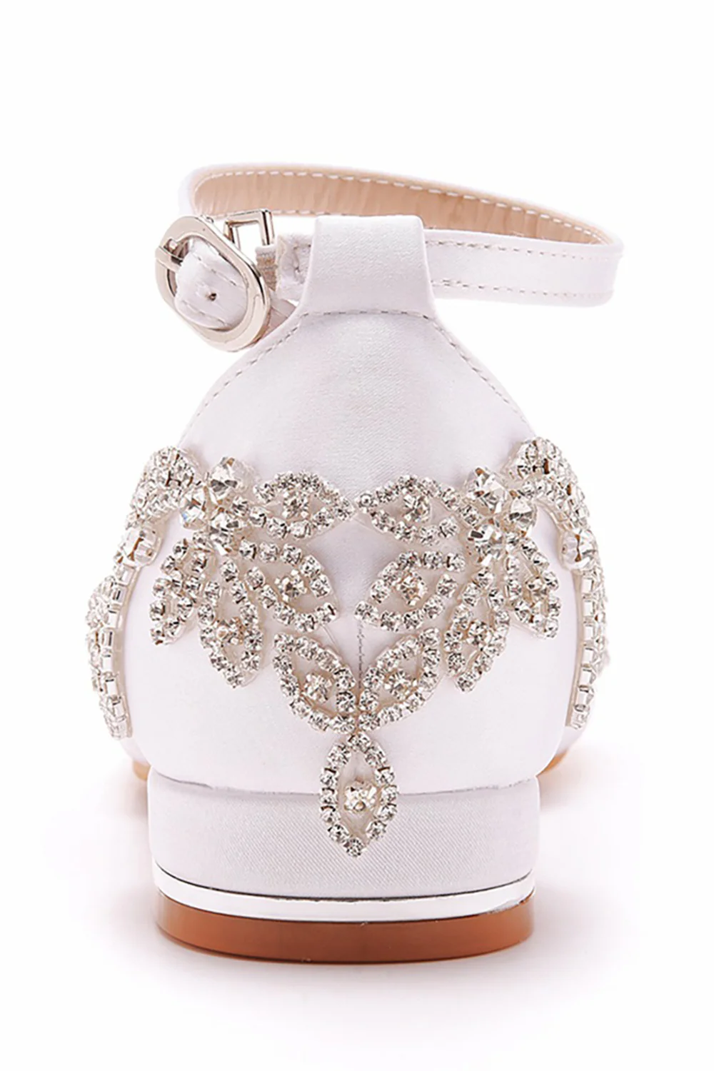 White Pointed Toe Bridal Shoes with Beading - Image 6