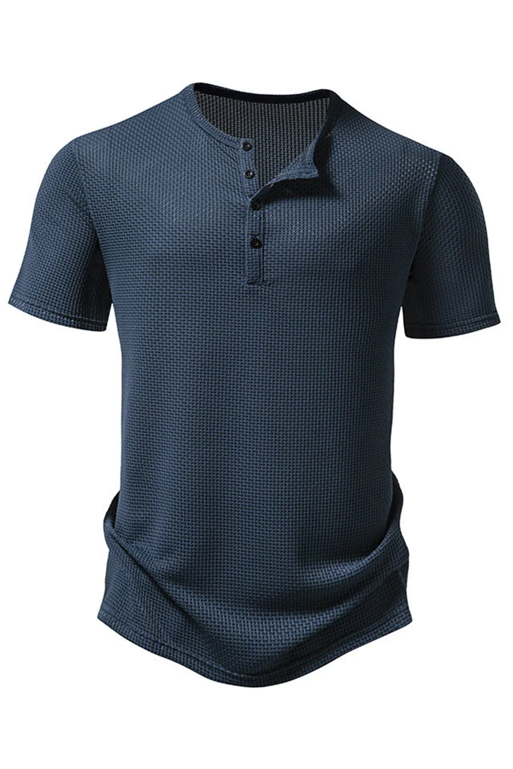 White Short Sleeves Waffle Men's Casual Polo Shirt - Image 10