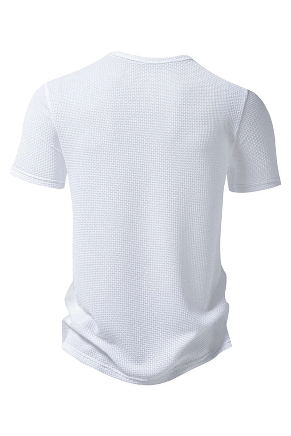 White Short Sleeves Waffle Men's Casual Polo Shirt - Image 2