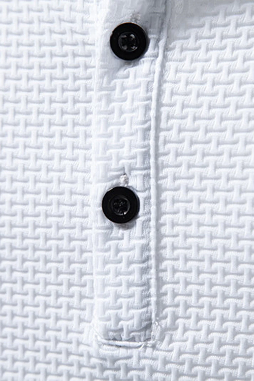 White Short Sleeves Waffle Men's Casual Polo Shirt - Image 5